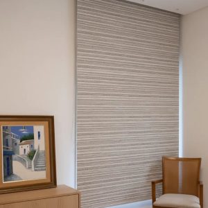 Persiana Rolô Blackout Texturizada - Marrom Claro Listrado